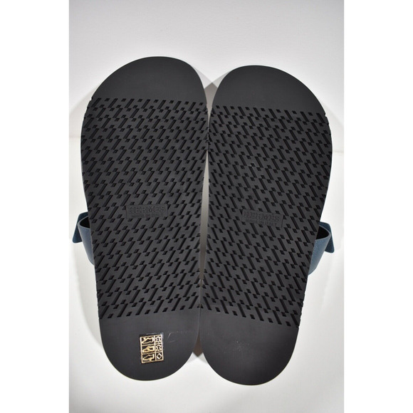 Hermes Chypre Sandal Mens Black Blue H Logo Strap Slide Slip On Flop Flat 44 11 - Picture 12 of 12